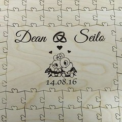 Personalised bee wooden wedding jigsaw guest book puzzle keepsake gift