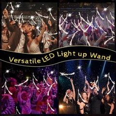 100PCS Light up Wedding Wands with Ribbons & Bells, Romantic 100 PCS, White