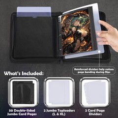 Jumbo Card Binder with Display Window – Oversized Card Storage Album, Fits