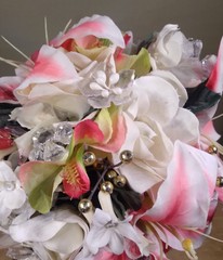 Handmade Wedding Bouquet Pink And White With Jewels Beautiful Made In 2010