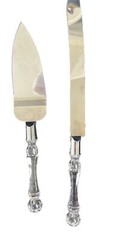 Stainless Steel And Lucite Wedding Cake Serving Set Knife & Cake Vintage New