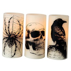 Halloween LED Flameless Flickering Candles Battery Operated with 1-Skull Timer