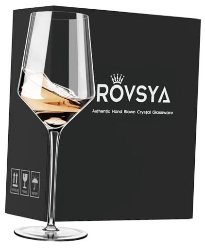 White Wine Glasses Set of 4- Modern Crystal Hand Blown White Wine 15oz-(set 4)