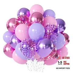 Purple and Pink Balloons – 50Pcs 12“ Metallic Confetti Latex Purple Pink