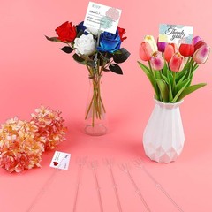 100pcs Plastic Floral Pick Card Holders Clear Fork Shaped Flower Place Card