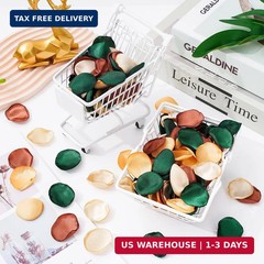 Whaline 400 Pcs Silk Rose Petals Vintage Green Gold Champagne Artificial Flower