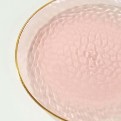 TRANSPARENT BLUSH 10 Glossy 8″ Round Plastic Salad PLATES GOLD Rim Party Events