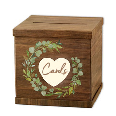 Rustic Brown Wood Wedding Card Box – Personalizable Heart – Gift Box Reception