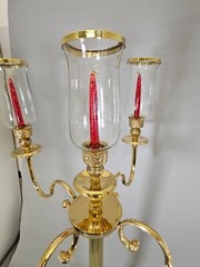 Candelabra Brass 24″W 42.5″Hi 5-Lights Glass Shades are Included FREE SHIPPING