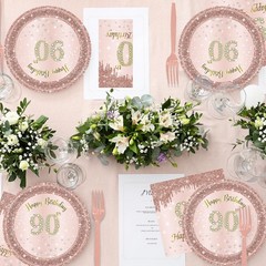 90th Birthday Decorations for Women,61Pcs Rose Gold 90th Birthday Decorations…