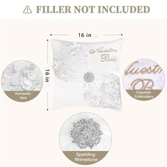 1 Pair of Wedding Kneeling Pillow Covers, 16X16 Inch Embroidered Nuestra Gz-01