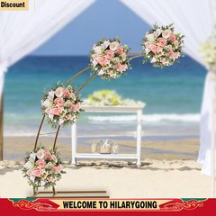 6.5ft Metal Crescent Moon Arch Wedding Party Plant Climbing Backdrop Stand Rack
