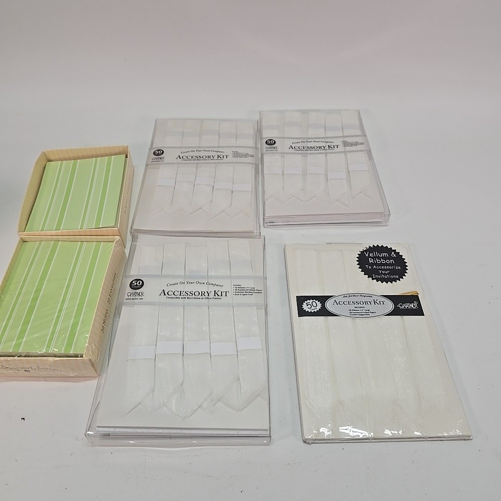 Gartner Studios VELLUM & RIBBON Accessory Kit – 50 count – WHITE 3+ Packs