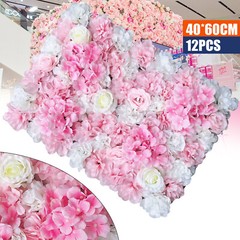 12PCS Artificial Flower Wall Panels 16″x 24″ Silk Flower Backdrop Party Decor