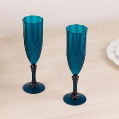 6 NAVY BLUE 8 oz Crystal Plastic Champagne Flute GLASSES Events Decorations