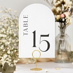 Minimalist Arch Wedding Table Numbers 1-20 with Head Table – 4×6 Inch | Textu…