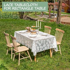 Jayla White Lace Tablecloth 60 X 120 120″ x 60″ (Rectangular), Camellia