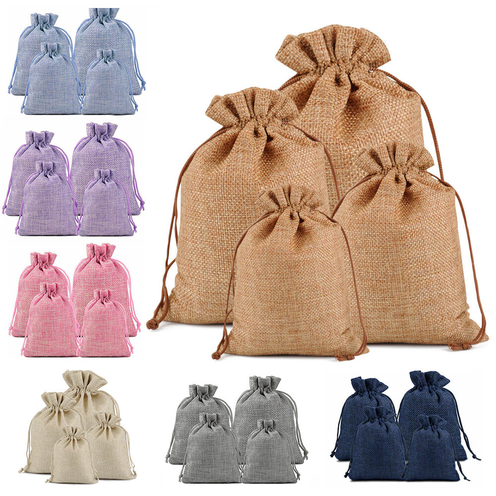 25-50pcs Burlap Gift Bags Drawstring Bag Jewelry Pouch Wedding Party Favor US