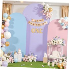 Set of 3 Arch Backdrop Covers(6ft, 5ft, 6FT,5FT,4FT Pink+Light Blue+Lavender