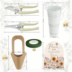 47PCS Flower Bar Buckets Set, Bloom Bar Supplies with Buckets, Wooden Sign, Kraf