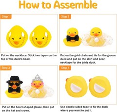 Pair Set of 2 Bride and Groom Rubber Ducks for Wedding Favors, Party Favors, Cer