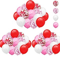 Valentines Day Balloon Pink White Red Confetti Balloons with Red Latex