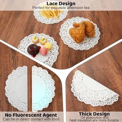 150Pcs Paper Doilies, Round Paper Doilies for Wedding Birthday Cake Dessert