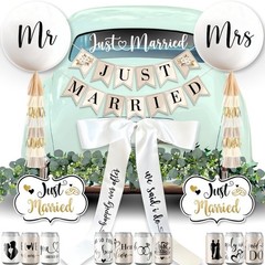 Weather-Resistant 33 Pc Just Married Car Decoration Set for Stylish Weddings