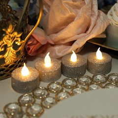 12 pcs 1.5″ tall LED Tealight Glittered Candles Lights Wedding Home Centerpieces