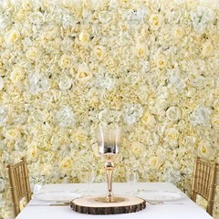 13 sq ft Champagne White Assorted Silk Flowers Wall Backdrop Panels Wedding SALE