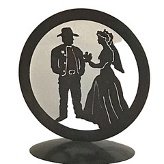 Laser Cut Steel Cake Top, Western Love, Cowboy Bride and Groom