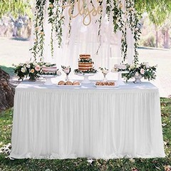 Tulle Table Skirts for Rectangle Tables 14ft Ruffle Tutu L14(ft)*H 30in White