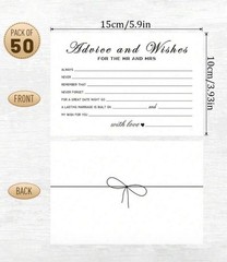 80 Advice & Wishes for the Mr and Mrs, Wedding or shower, approx 4″ X 6″, white