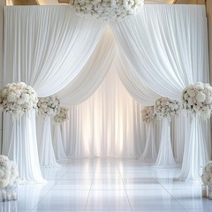 10ft x 14ft Wrinkle-Free White Backdrop Curtain for Elegant Weddings & Events
