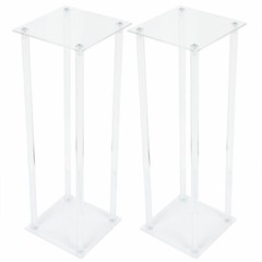 2Pcs Acrylic Flower Stand Column Vase Rack Wedding Centerpieces Tabletop Decor