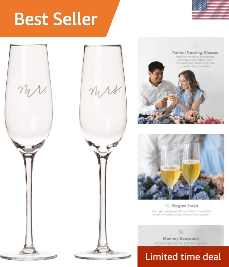 Mr. & Mrs. Champagne Flute Set – Elegant His and Hers Wedding Toasting Glasse…