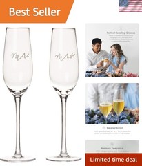 Mr. & Mrs. Champagne Flute Set – Elegant His and Hers Wedding Toasting Glasse…