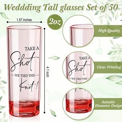 Sliner 50 Set Wedding Favors for Guests Bulk 2oz Acrylic Take a Shot We Tied …
