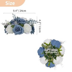 Flower Ball Arrangement Bouquet: Pcs 9.4 inch Diameter 10 Dusty Blue & White