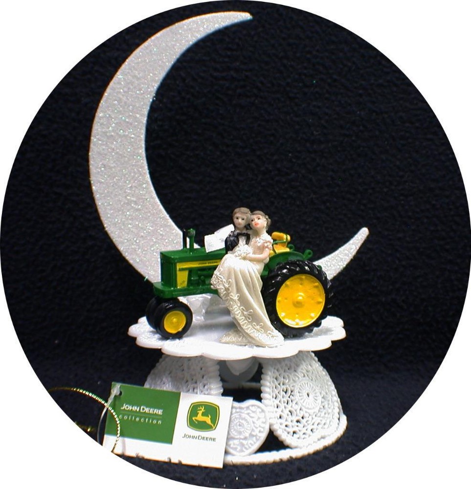 Country Western John DEERE Tractor Wedding Cake Topper Farmer Barn Theme