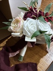 Lings Moment Marsala Blush Bridal Bouquet 7 Inch Wedding Flowers Artificial