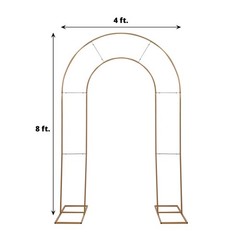 8 ft Gold Double Round Top Metal Floral Display Frame Arch Backdrop Stand Party