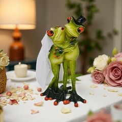 Funny Frog Figurine Wedding Cake Topper – Cute Desk Decor for Living Room & Bedr