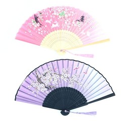 4 Pack Folding Hand Fan Bamboo Compartments with Tassel Women Hollow Bamboo Ha…