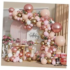 Rose Gold Balloon Garland Kit, Nude Pastel Pink Metallic Gold Rose Gold White