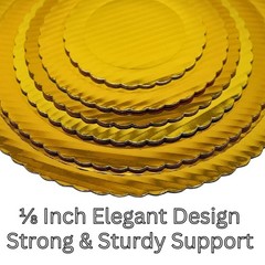 9 Inch Round Gold Scalloped Cake Board 10 Pcs Cardboard Base Dessert Display