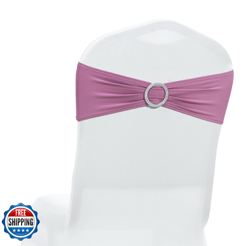Mds Pack Of 100 Spandex Chair Sashes Bow Premium Stretch Chair Cover Band