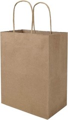 100 Pack 8×4.75×10 inch Plain Medium Paper Brown Kraft Bags with Handles Bulk