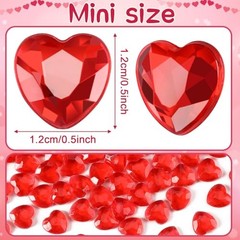 240 Pcs Gems, Valentines Day Decoration Acrylic Crystals 3D Shaped Red Heart