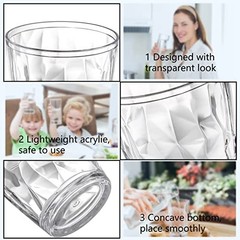 Set of 8 Plastic Water Tumblers, 4 Pack 17-ounce and 4 Pack 10-ounce
